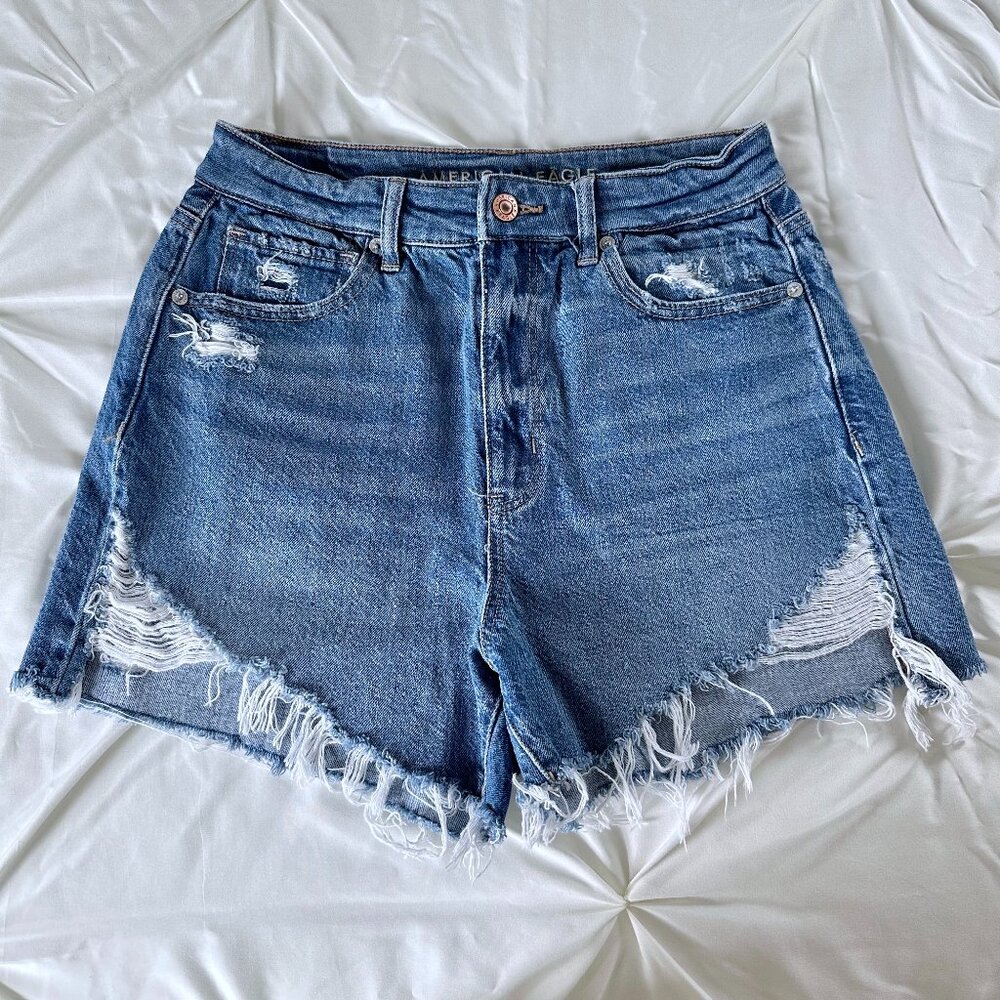 American Eagle Highest Rise Mom Short Jeans Blue